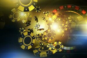 casino roulette en gaming chips blazen uit concept 3d illustratie foto