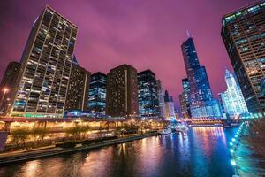 chicago rivier- reflecties foto