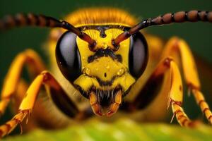 portret macro insect Aan de blad ai generatief foto
