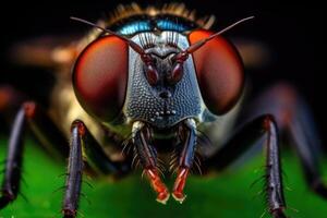 portret macro insect Aan de blad ai generatief foto