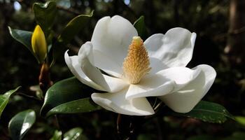 romantisch frangipani Afdeling siert formeel tuin vijver gegenereerd door ai foto