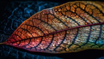 levendig blad aderen vitrine natuur fractal symmetrie gegenereerd door ai foto