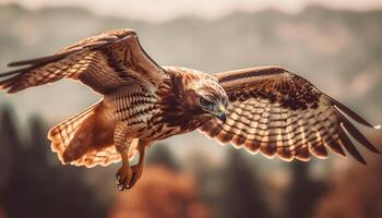 majestueus havik verspreidt Vleugels in midden lucht vrijheid gegenereerd door ai foto