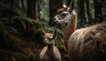 nieuwsgierig geit kind blikken Bij camera gegenereerd door ai foto