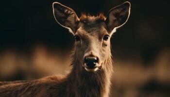 gehoornd hert begrazing in rustig weide schoonheid gegenereerd door ai foto