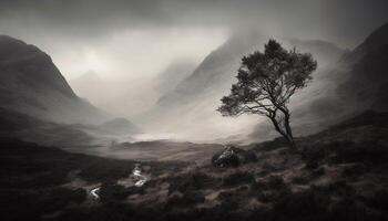 silhouet van berg reeks in bewolkt lucht gegenereerd door ai foto