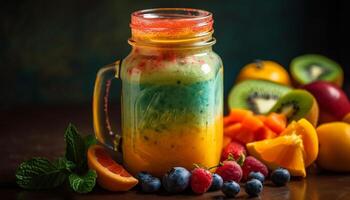 verfrissend zomer smoothie, barsten met antioxidant bessen gegenereerd door ai foto