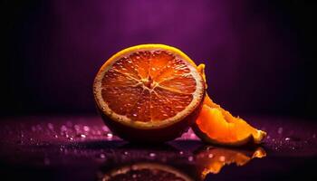 vers citrus plak in water voor verfrissing gegenereerd door ai foto