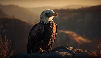 majestueus vogel van prooi neerstrijken in kalmte gegenereerd door ai foto