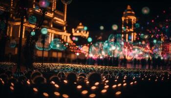 gloeiend lantaarns verlichten traditioneel festival viering buitenshuis gegenereerd door ai foto