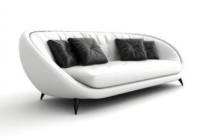 voorraad foto van 3d modern sofa Aan een wit achtergrond generatief ai