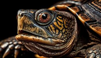 schildpad kruipt aan de overkant geel zand in woestijn gegenereerd door ai foto