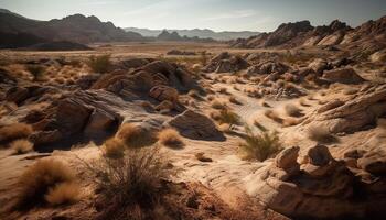 zandsteen rotsen geërodeerd in dor Afrikaanse klimaat gegenereerd door ai foto