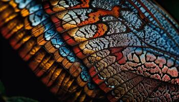 levendig vlinder vleugel, elegant fractal symmetrie patroon gegenereerd door ai foto