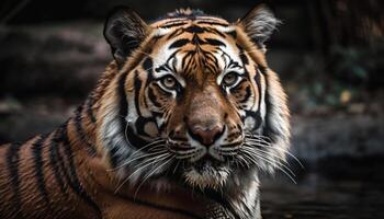 Bengalen tijger staren met wild schoonheid in natuur gegenereerd door ai foto