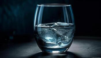 transparant glas Holding vers gezuiverd drinken water gegenereerd door ai foto