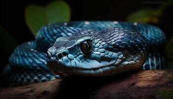 adder dichtbij omhoog spiraal patroon in Woud portret gegenereerd door ai foto