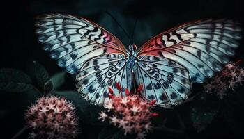 multi gekleurde vlinder dichtbij omhoog schoonheid in natuur gegenereerd door ai foto