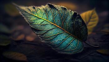 vers herfst bladeren onthullen levendig biologisch patroon gegenereerd door ai foto