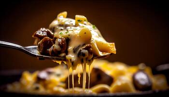 fijnproever pasta bord met zoet chocola toegeeflijkheid gegenereerd door ai foto