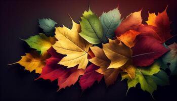 levendig herfst bladeren achtergrond, natuur mooi creativiteit gegenereerd door ai foto