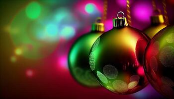 gloeiend Kerstmis ornament wordt helderder de winter seizoen gegenereerd door ai foto