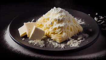 rustiek kaas bord met vers biologisch ingrediënten gegenereerd door ai foto