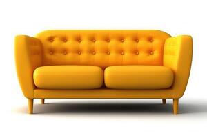 voorraad foto van 3d modern sofa Aan een wit achtergrond generatief ai