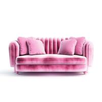 roze sofa geïsoleerd. illustratie ai generatief foto