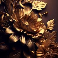 bloemen structuur gouden kleur ai gegenereerd foto