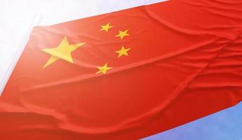 china vlag op de blauwe hemel foto