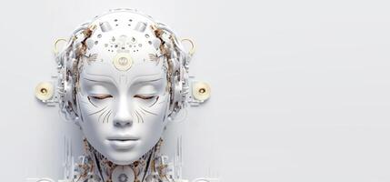 3d humanoid robotachtig, kunstmatig intelligentie, futuristische ai technologie. generatief ai foto