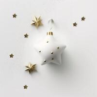 minimalistisch Kerstmis speelgoed Aan een wit achtergrond, generatief een foto