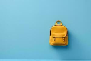 minimalistische achtergrond met school- tas. illustratie ai generatief foto