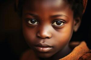 een Afrikaanse kind portret gemaakt met generatief ai technologie. foto