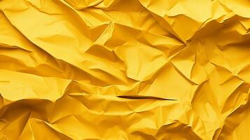 verfrommeld geel papier texturen achtergrond. generatief ai foto