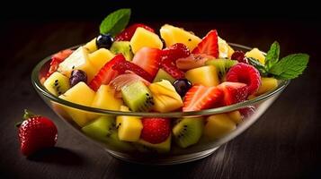 salade met vers fruit en bessen foto