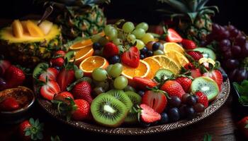 fruit salade een gezond en kleurrijk genot gegenereerd door ai foto