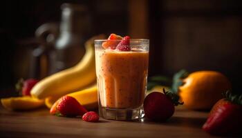 vers biologisch fruit smoothie, rijk in antioxidanten gegenereerd door ai foto