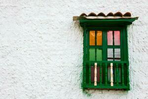 detail van de mooi antiek huizen van de klein stad- van mongui in Colombia foto