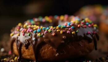 toegeeflijk eigengemaakt donut met chocola suikerglazuur verleiding gegenereerd door ai foto