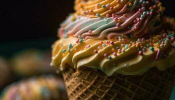cupcakes met zoet suikerglazuur decoraties gegenereerd door ai foto