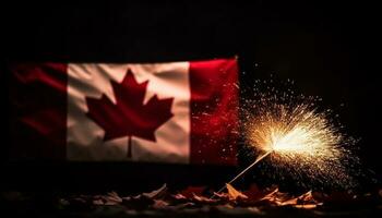 gloeiend esdoorn- blad is Canadees patriottisme gegenereerd door ai foto