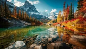 majestueus berg reeks weerspiegelt rustig herfst schoonheid generatief ai foto