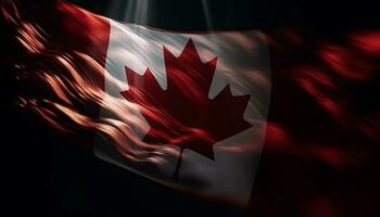 gloeiend esdoorn- blad symboliseert Canadees patriottisme generatief ai foto