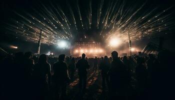 gloeiend muzikanten warmte omhoog de nacht club gegenereerd door ai foto