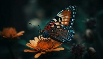 levendig vlinder bestuift breekbaar geel bloem buitenshuis gegenereerd door ai foto