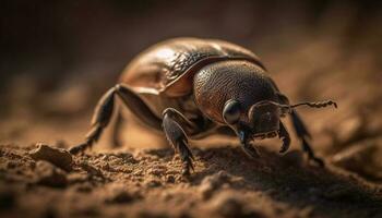 klein snuitkever kruipt Aan blad in natuur gegenereerd door ai foto