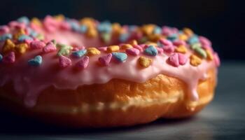 donut met chocola suikerglazuur en hagelslag gegenereerd door ai foto