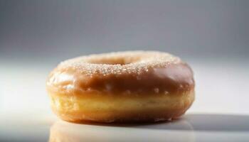 geglazuurd donut stapel, een zoet toegeeflijkheid gegenereerd door ai foto